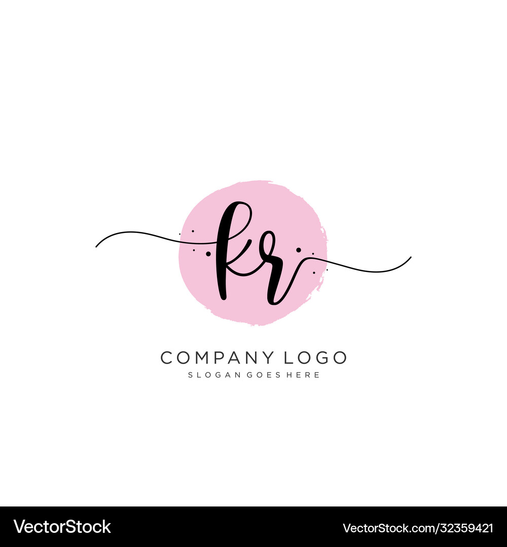 Kr initial handwriting logo design Royalty Free Vector Image