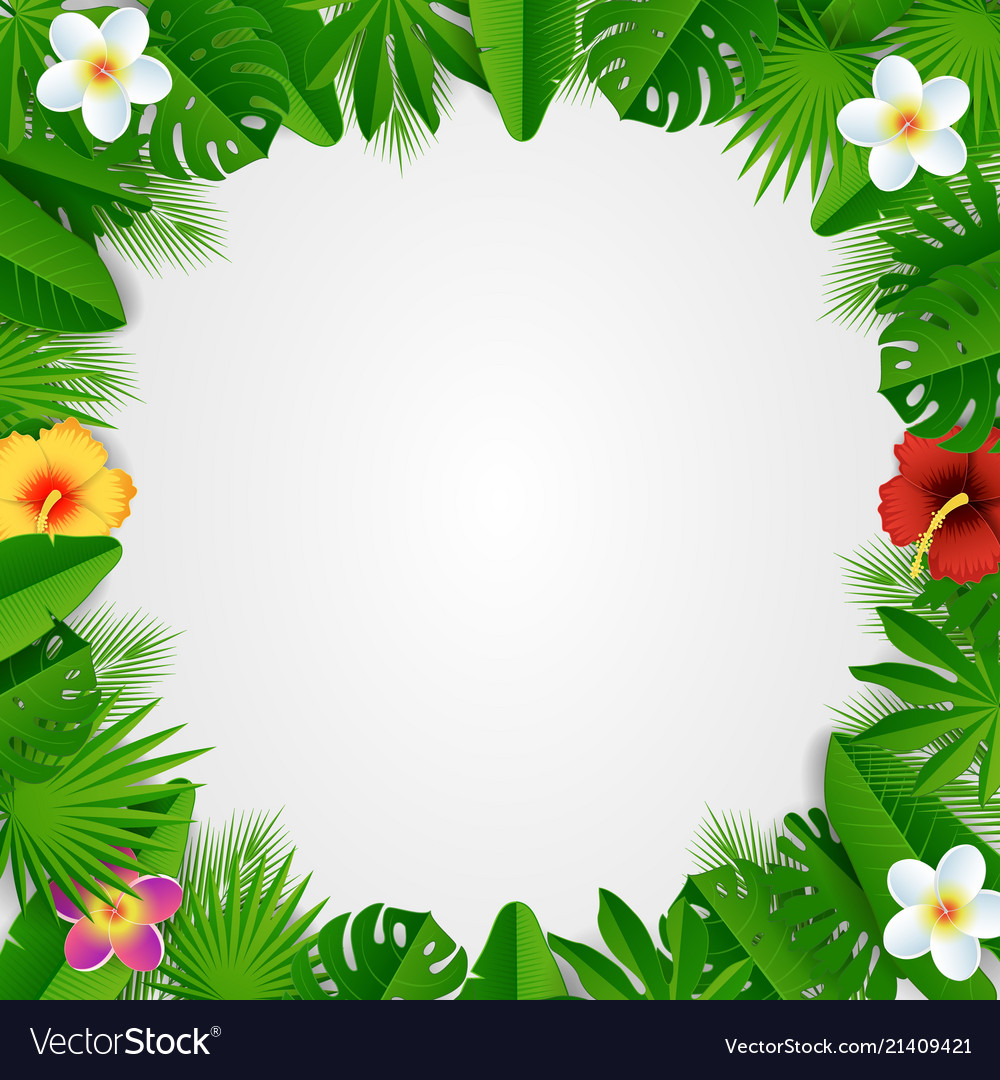 Paper cut tropical floral frame Royalty Free Vector Image