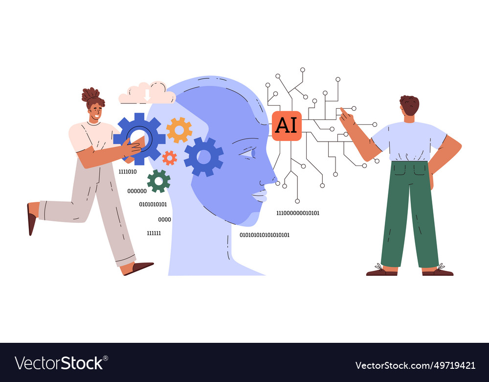 Programmers developing ai or artificial vector image Programmers developing ai or artificial