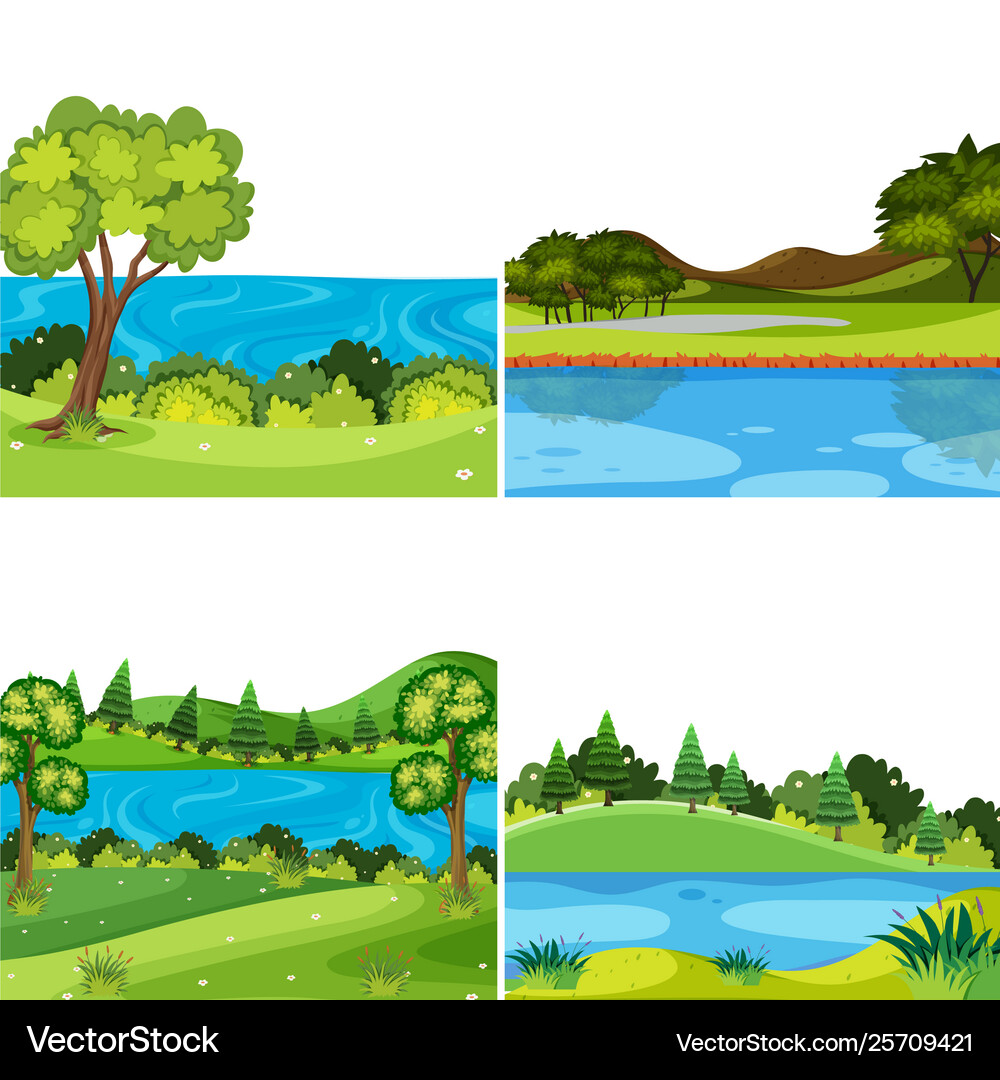 Set nature landscape Royalty Free Vector Image