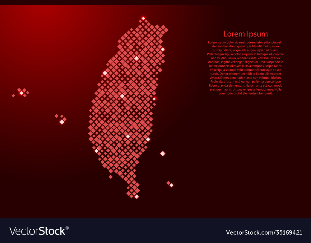 Taiwan map from red pattern rhombuses vector image Taiwan map from red pattern rhombuses