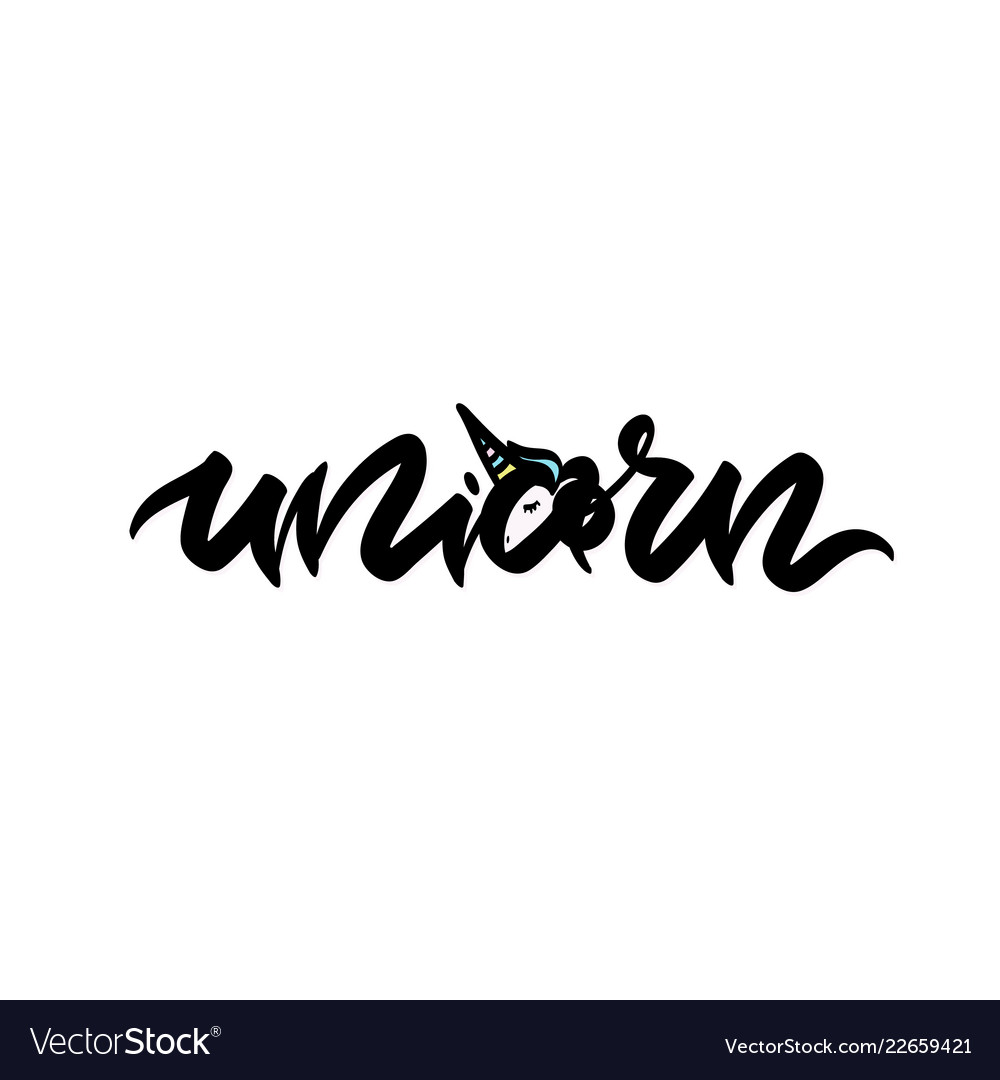 Unicorn text as logotype badge patch and icon