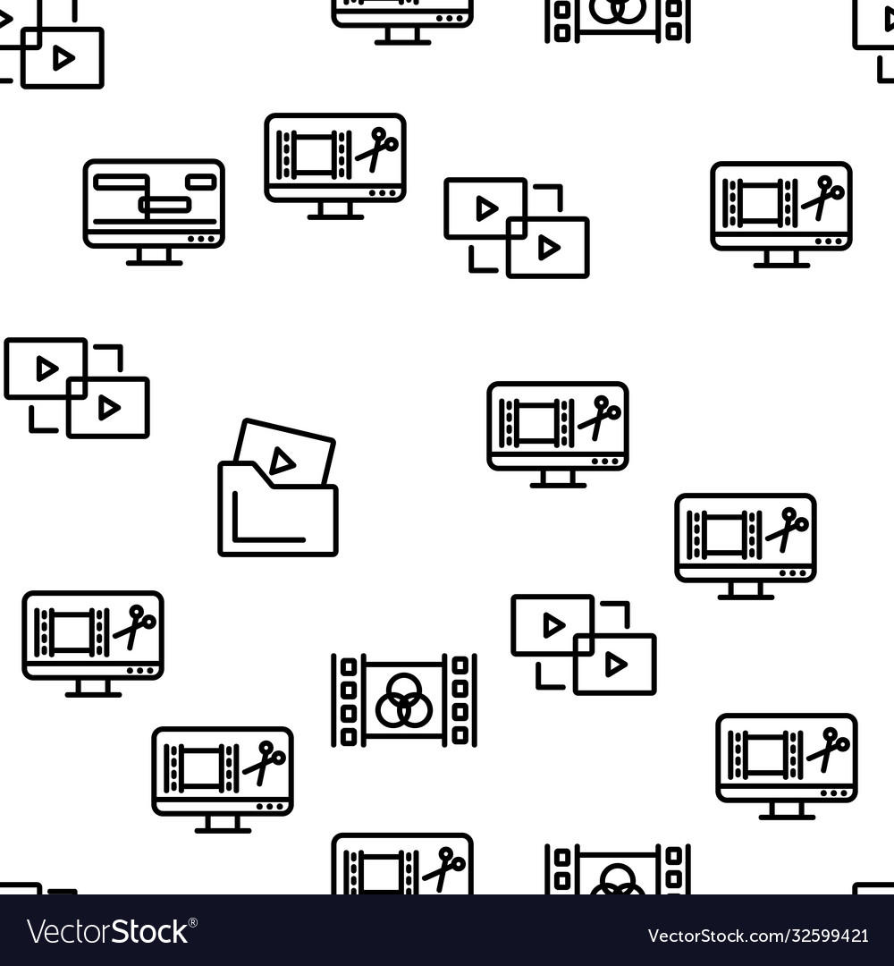 Video file editing seamless pattern vector image Video file editing seamless pattern