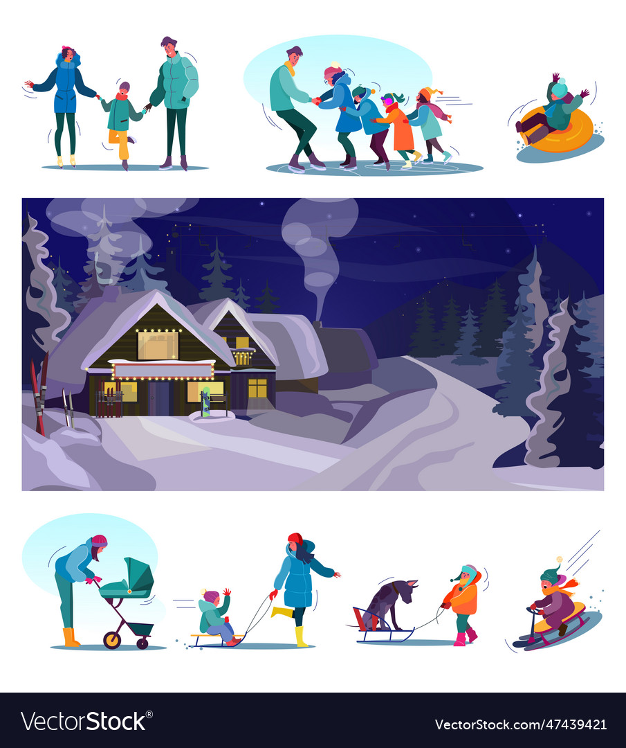 Winter Skigebiet Set Vector Image Winter Skigebiet Set