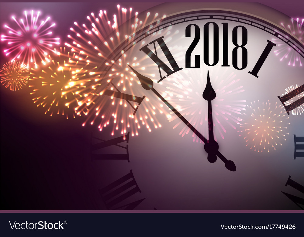 2018 new year background with clock