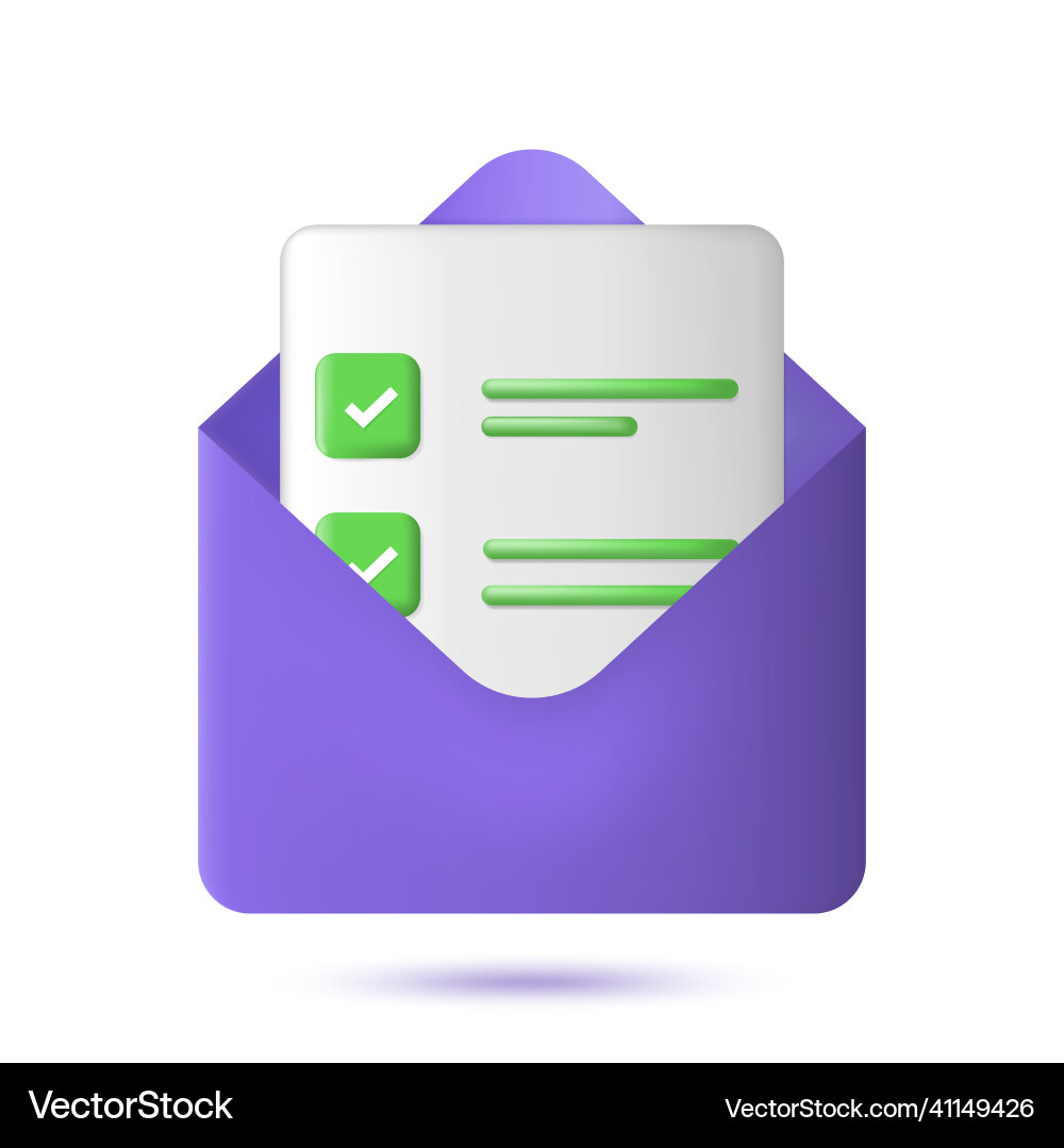 Document in 3d envelope Royalty Free Vector Image