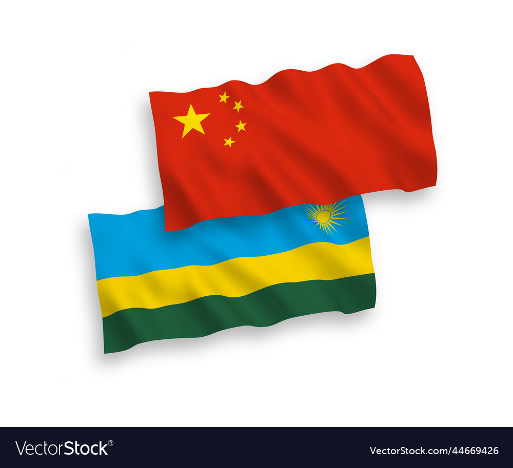 Flags of republic rwanda and china on a white Vector Image