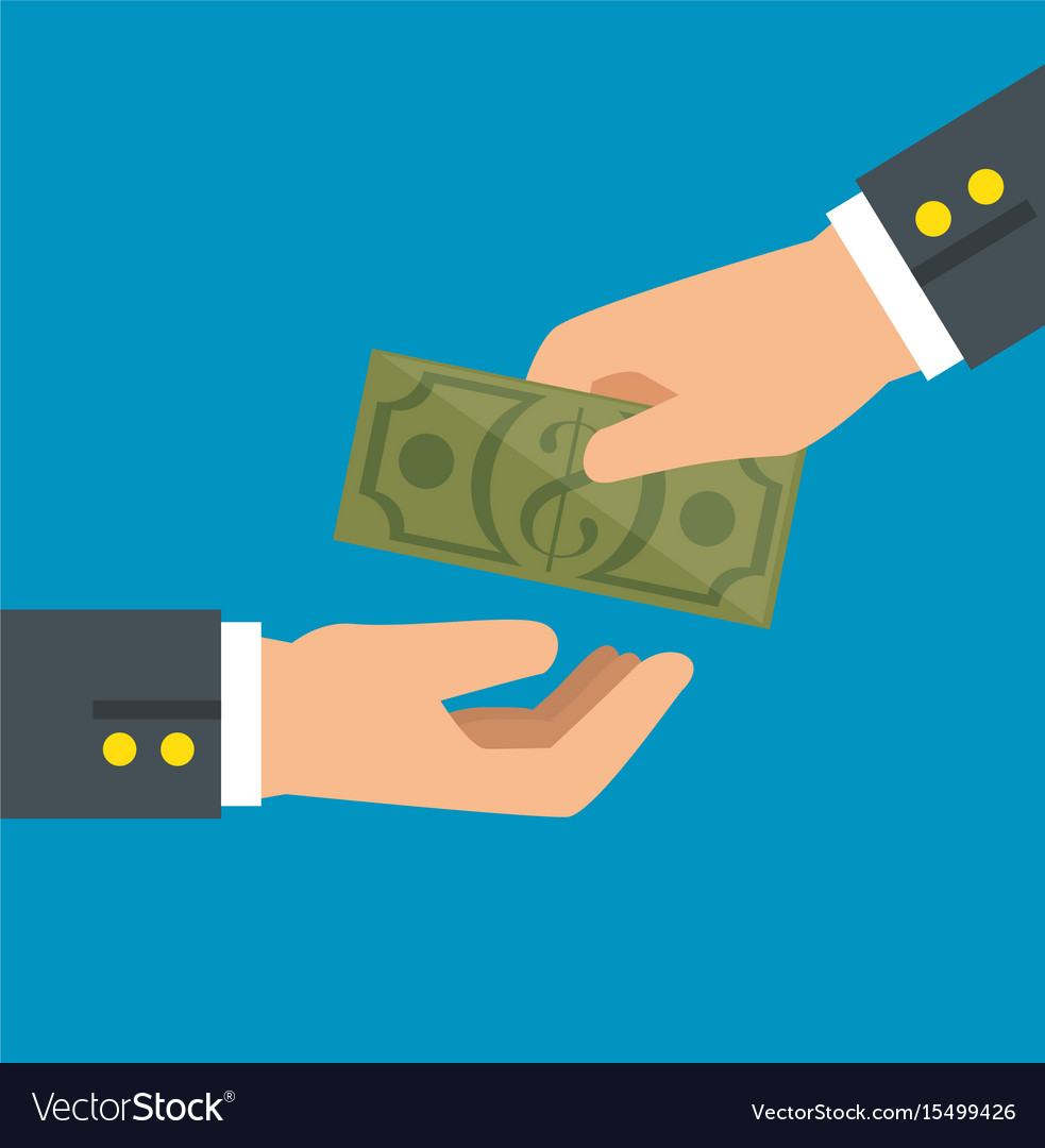 Hand giving cash and receiving Royalty Free Vector Image