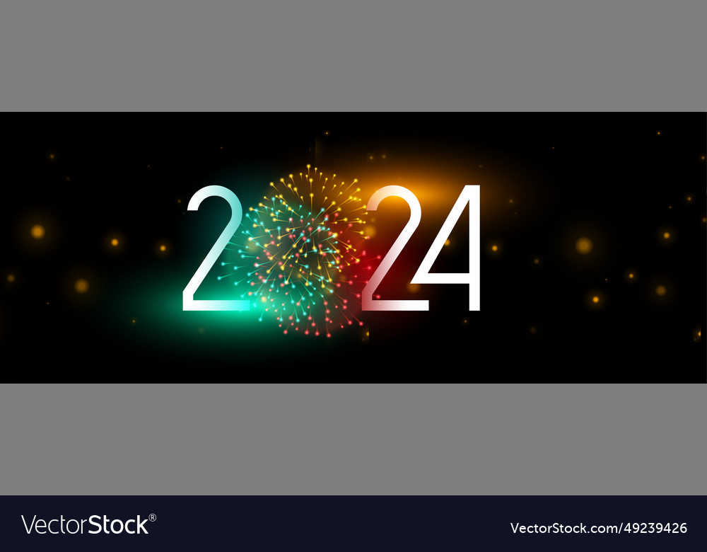 Happy new year 2024 celebration banner Royalty Free Vector