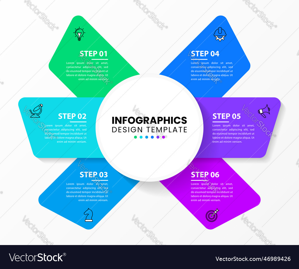 Infographic template circle with 6 steps and text