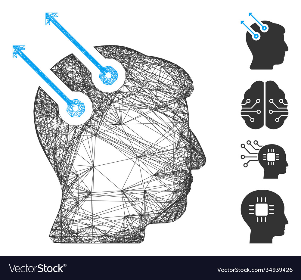 Linear neural interface plugs mesh vector image Linear neural interface plugs mesh