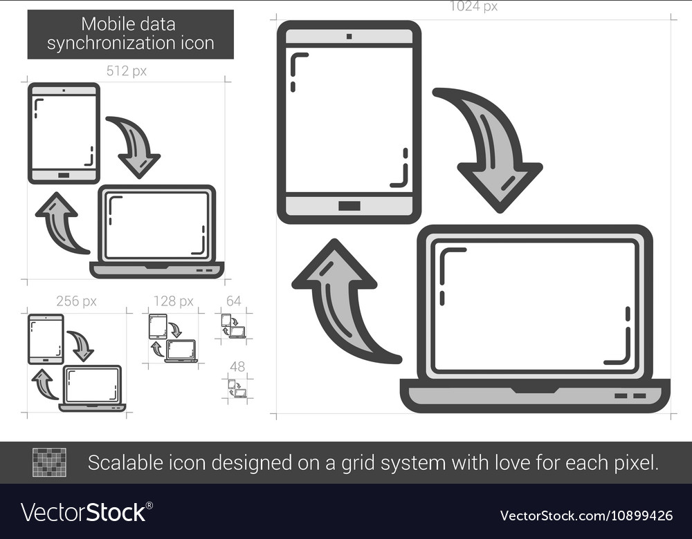 Mobile data synchronization line icon