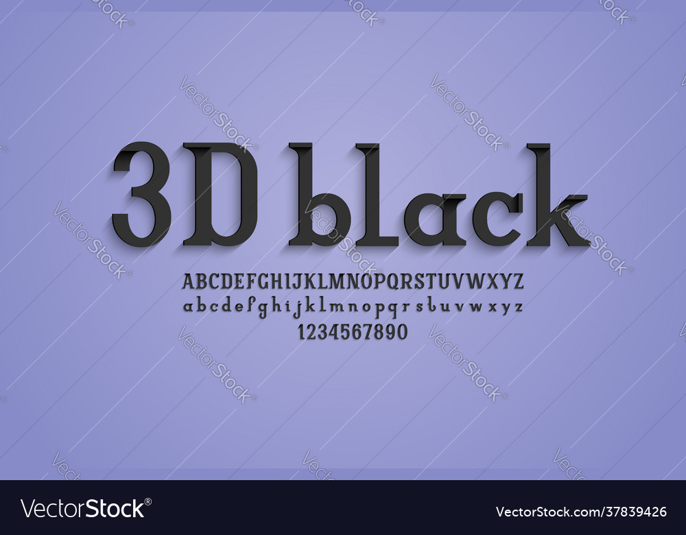 Modern slab serif font original black alphabet