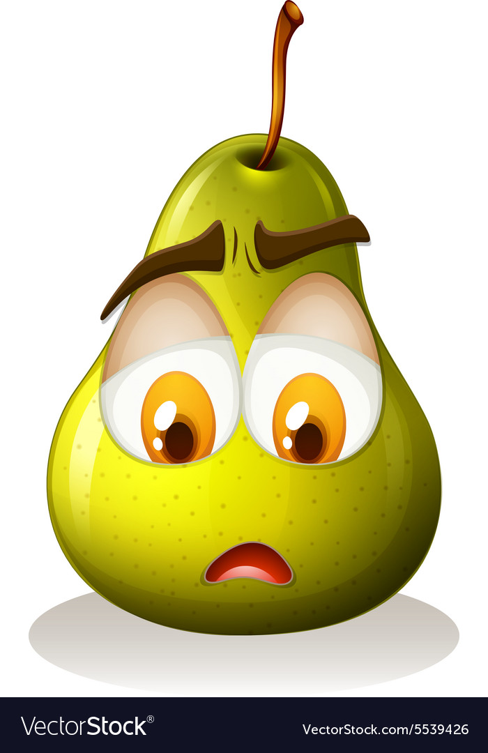 Pear with sad face