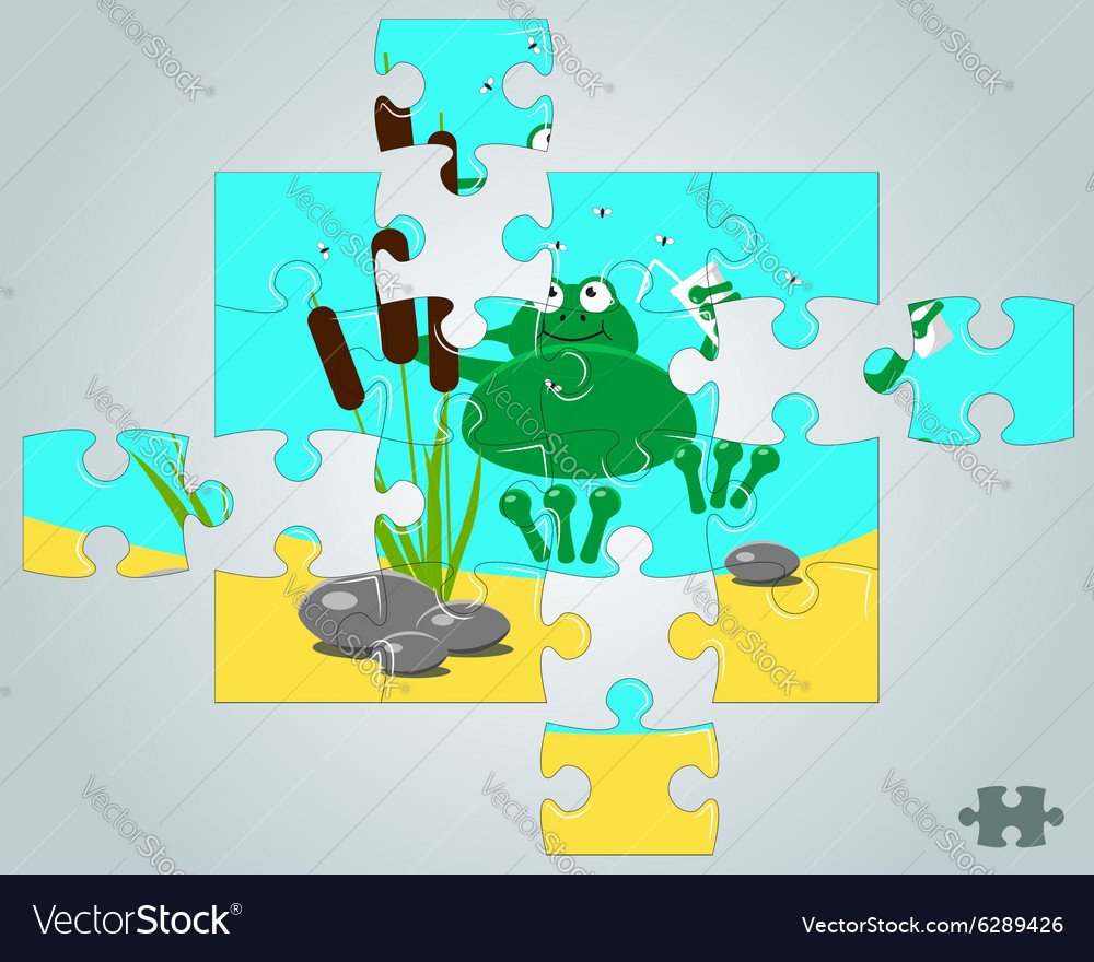 Puzzle a frog resting on holidays Royalty Free Vector Image