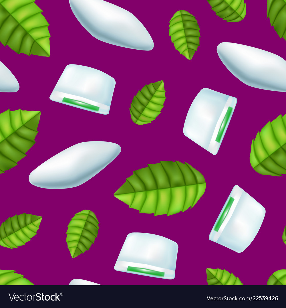 Realistic detailed 3d mints gum seamless pattern