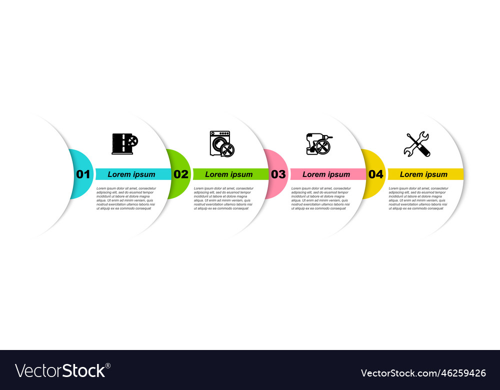 Set line database server service washer drill vector image Set line database server service washer drill