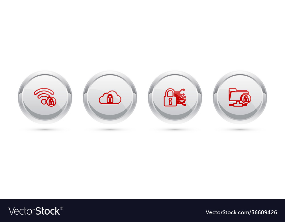 Set line wifi locked cloud computing cyber vector image Set line wifi locked cloud computing cyber