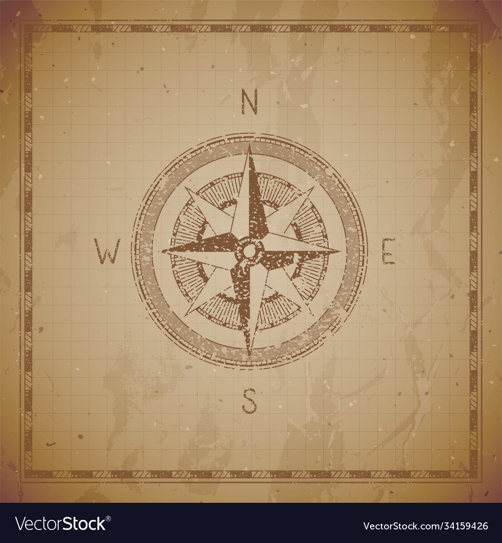 With a vintage compass or wind rose and frame Vector Image