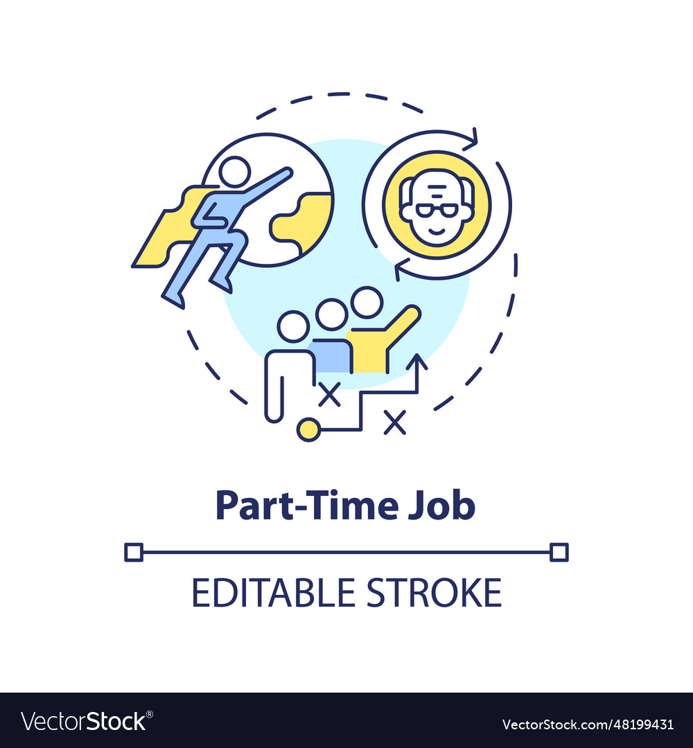 2d customizable part-time job line icon concept vector image 2d customizable part-time job line icon concept