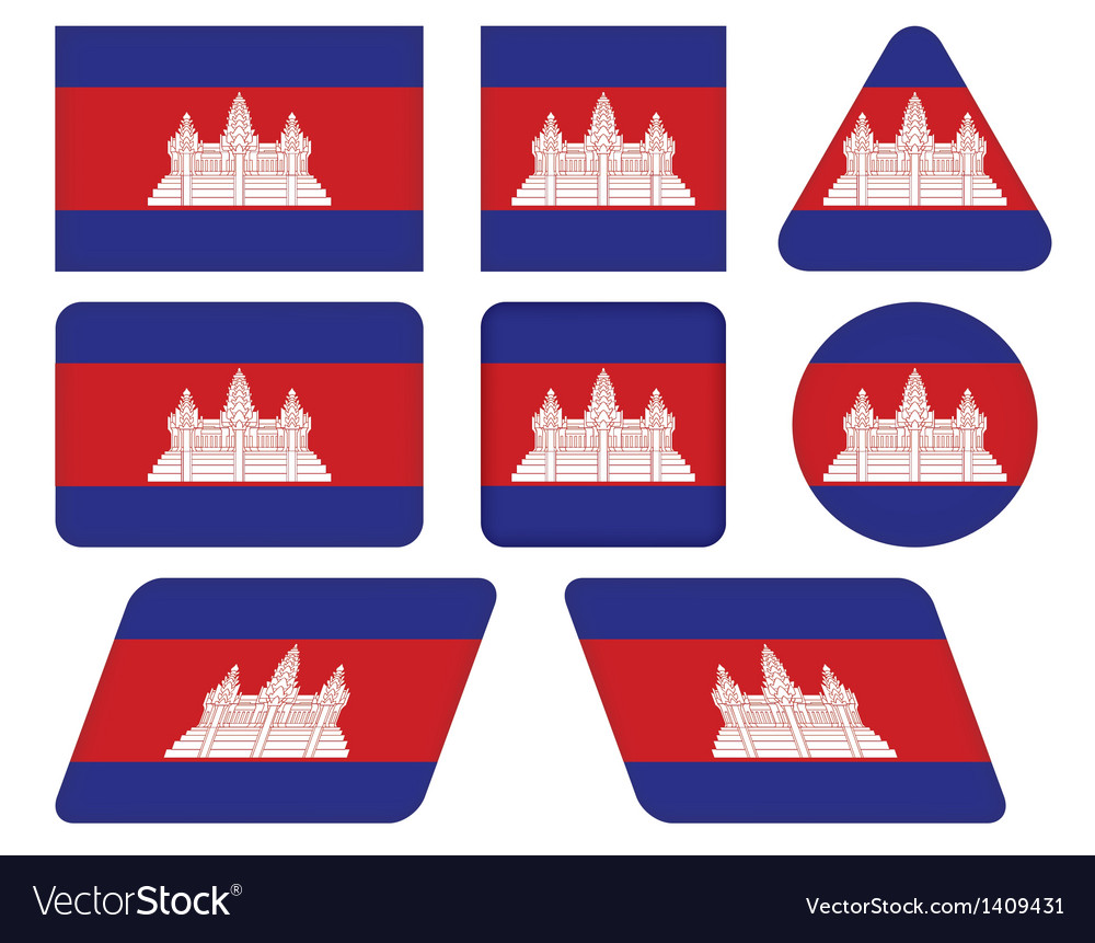 Buttons with flag of cambodia Royalty Free Vector Image