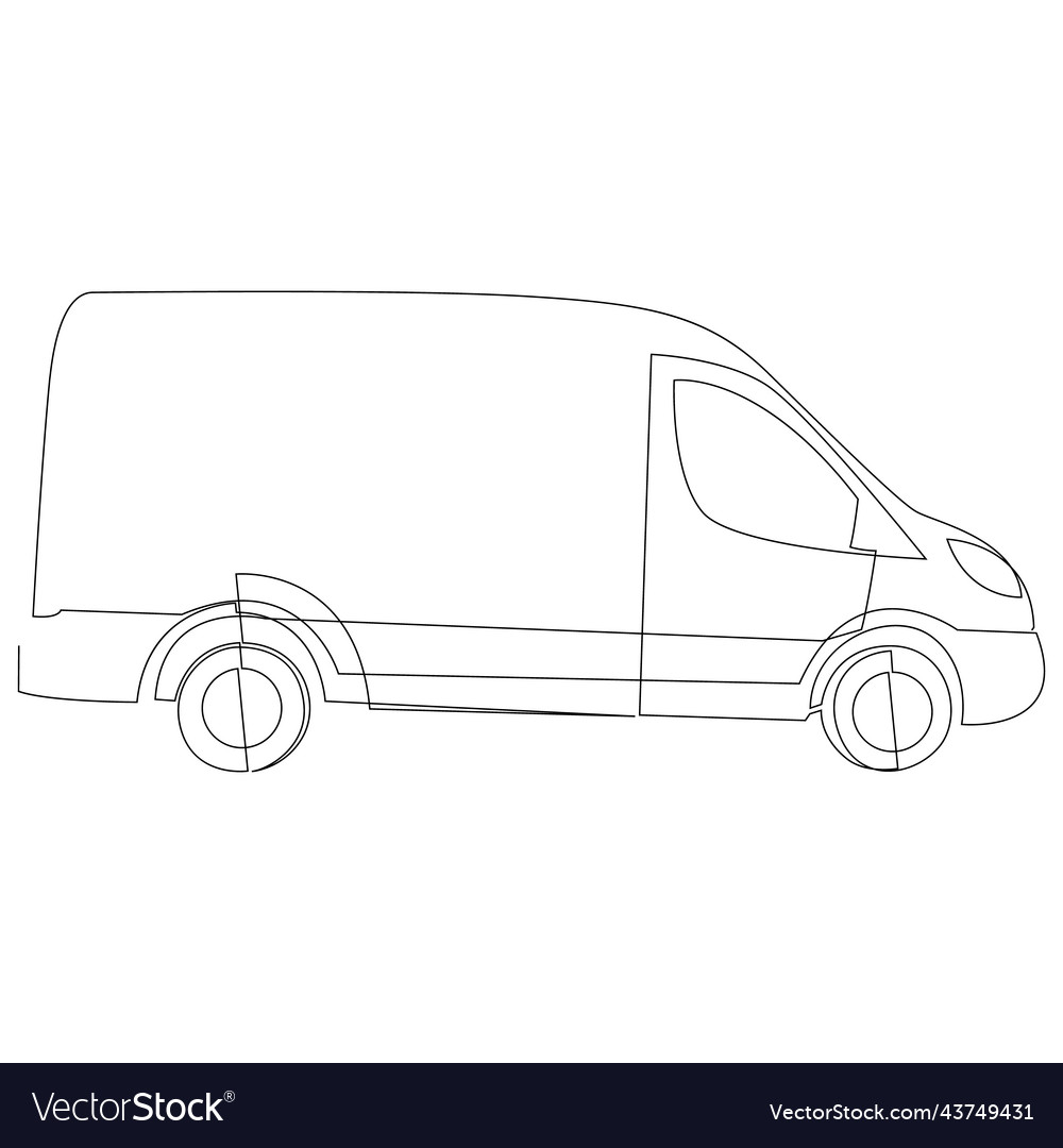 Cargo van continuous one line drawing logistics Vector Image