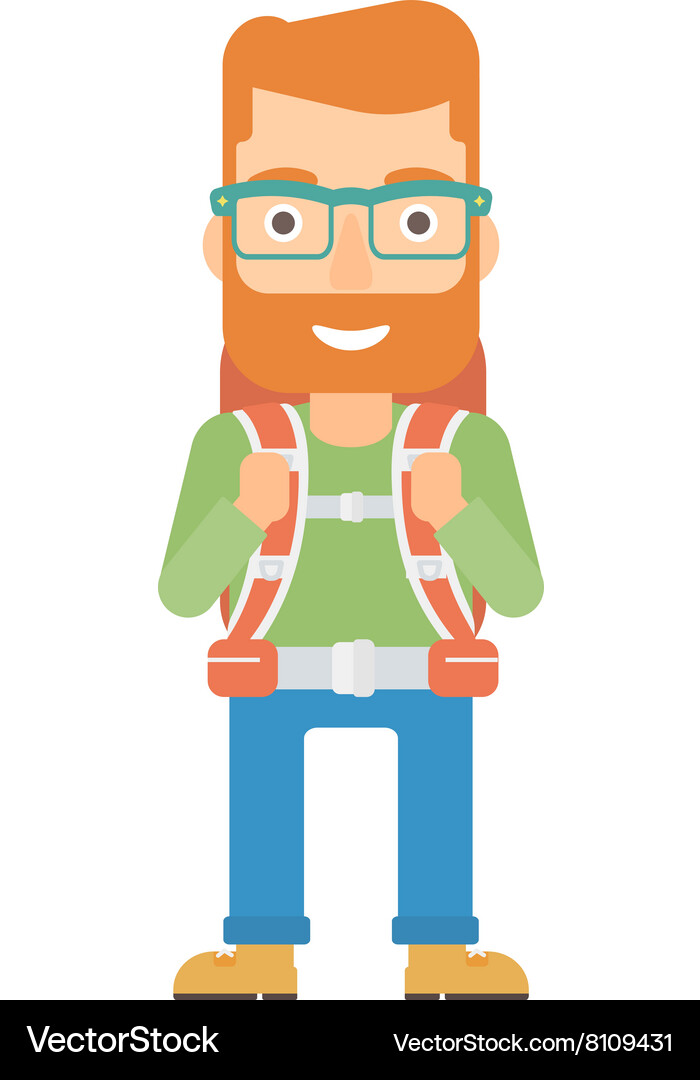 Cheerful man with backpack Royalty Free Vector Image
