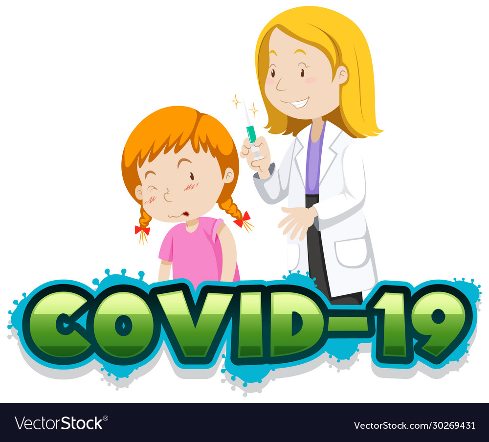 Covid19 19 sign template with sick girl and doctor