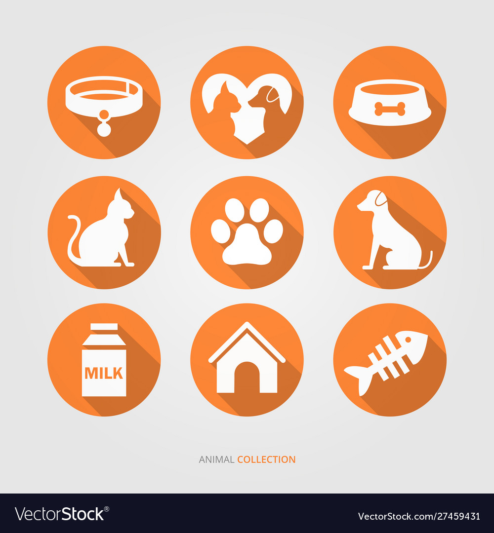 Domestic cute animals logo collection Royalty Free Vector