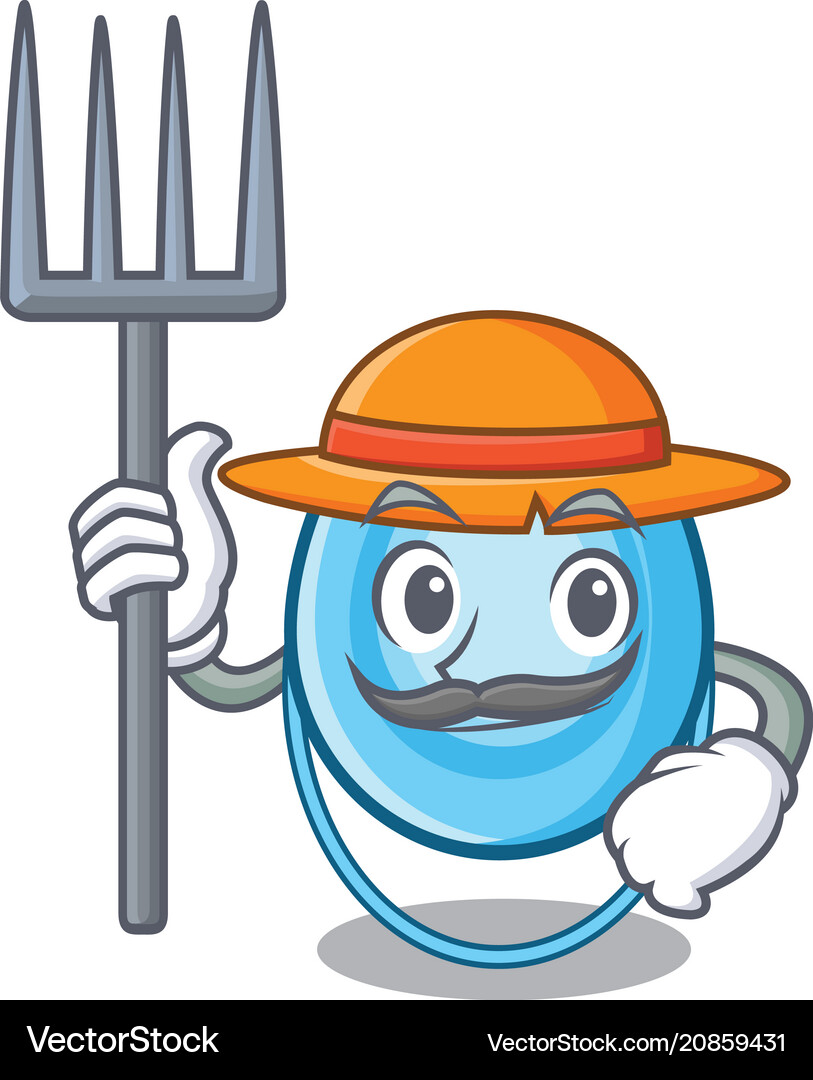 Farmer oxygen mask character cartoon Royalty Free Vector