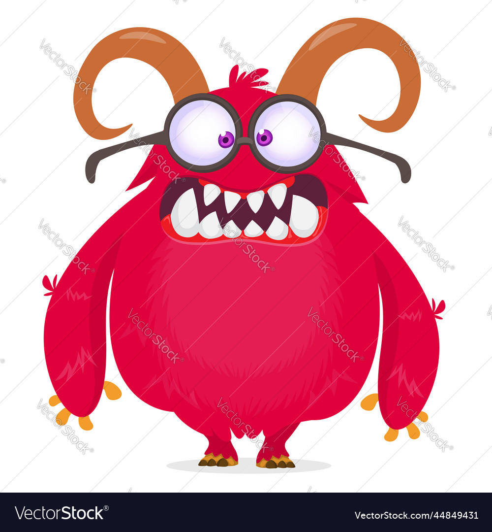 Funny Cartoon Furry Monster Character Of Cute Vector Image