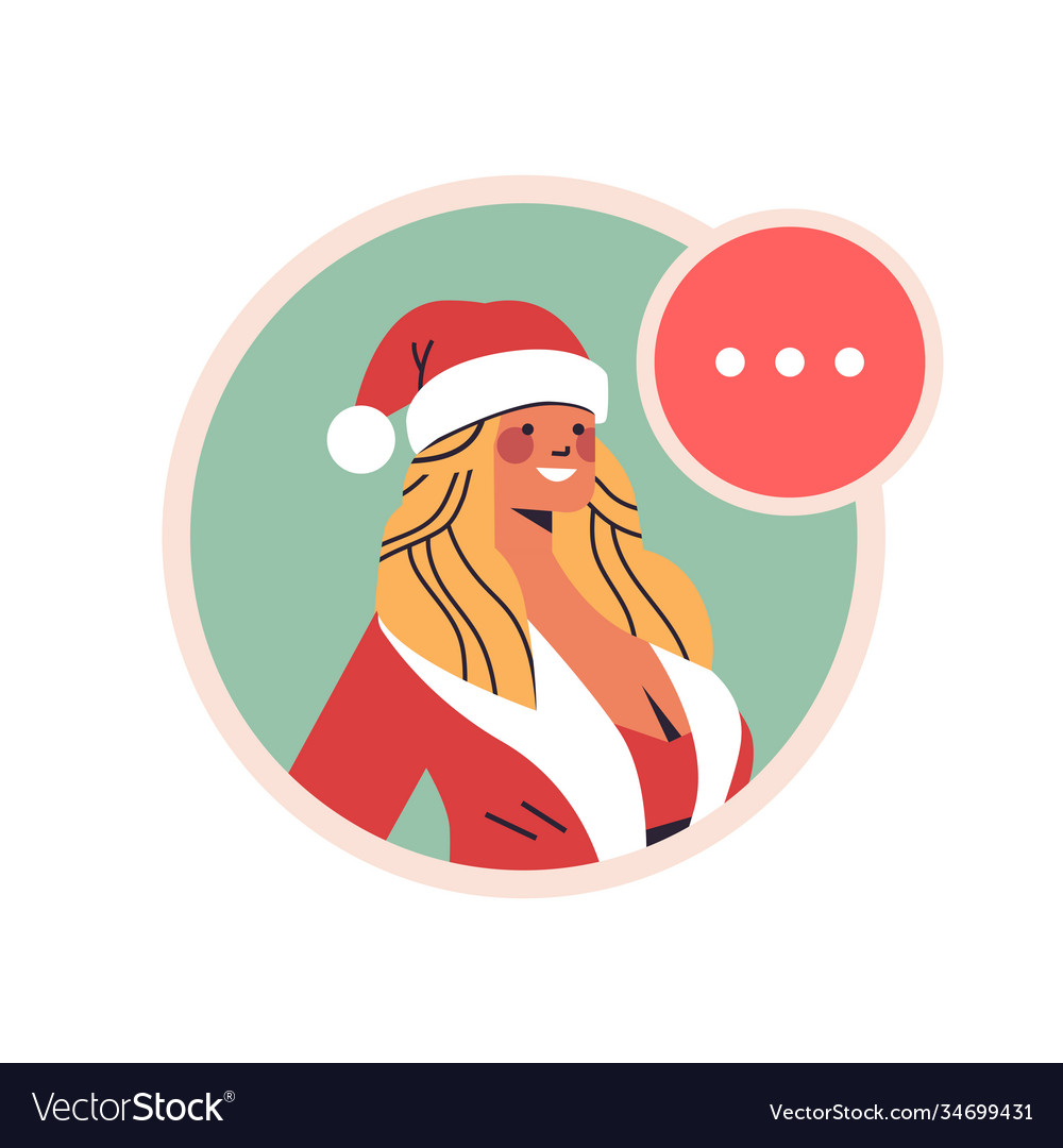 Girl in santa claus costume beautiful woman avatar vector image Girl in santa claus costume beautiful woman avatar
