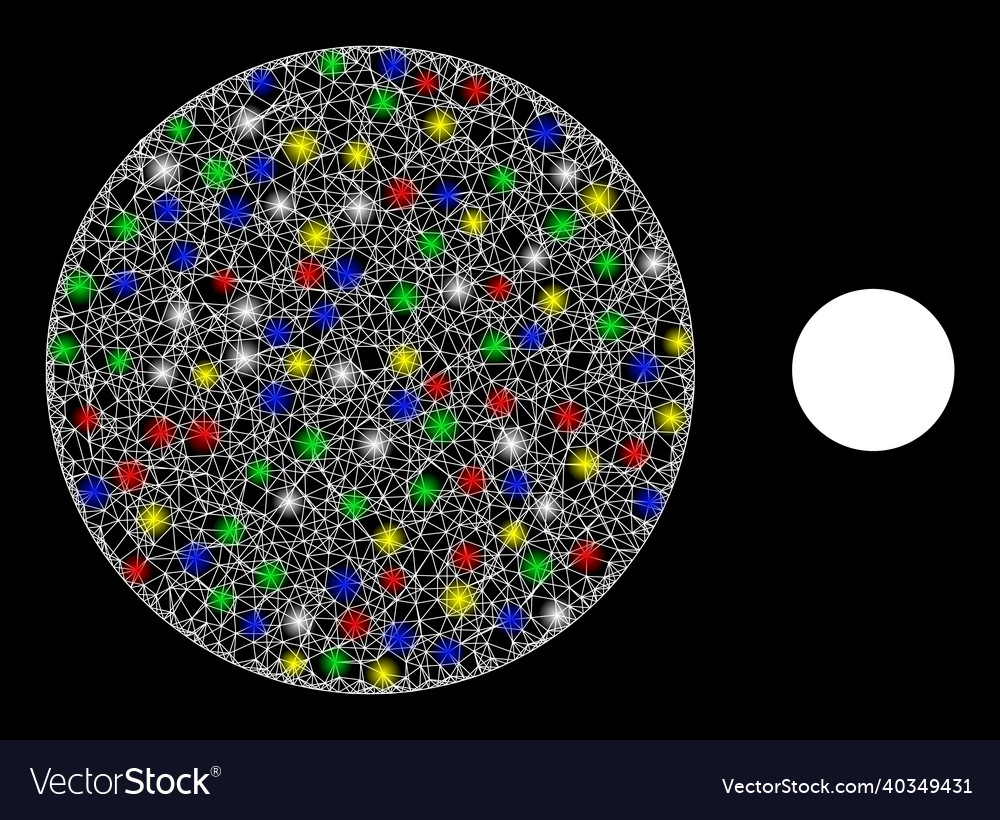 Glare intersected net filled circle icon vector image Glare intersected net filled circle icon