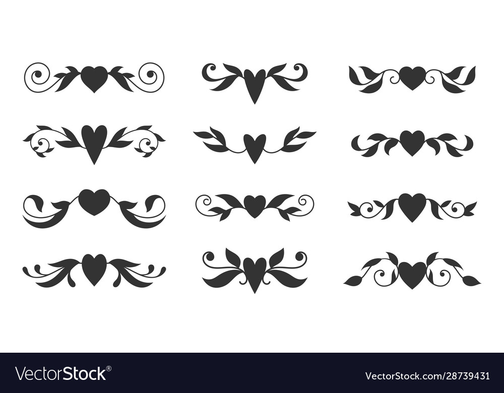 Heart floral wing devider love tatoo border Vector Image