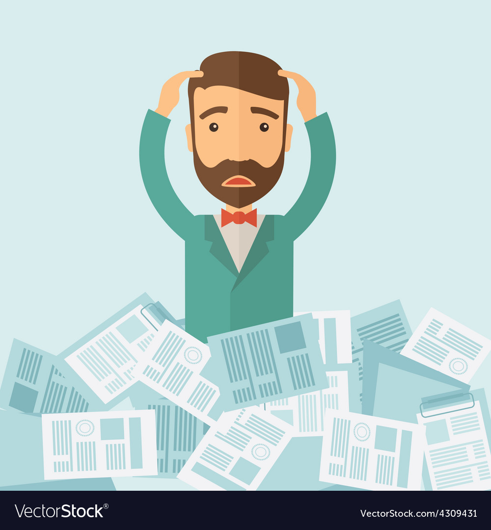 man-have-a-lot-of-work-royalty-free-vector-image