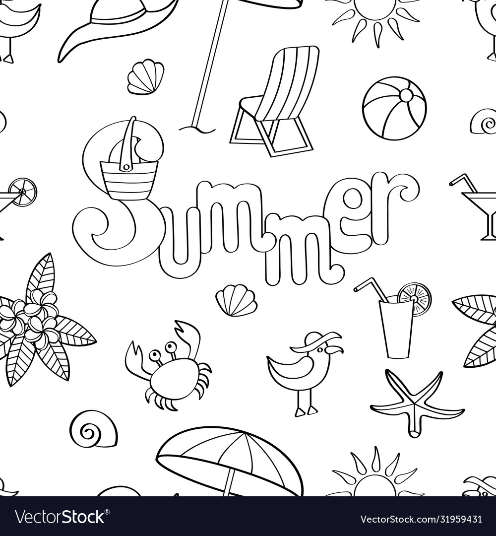 Seamless pattern on theme rest sea Vector Image Seamless pattern on theme rest sea