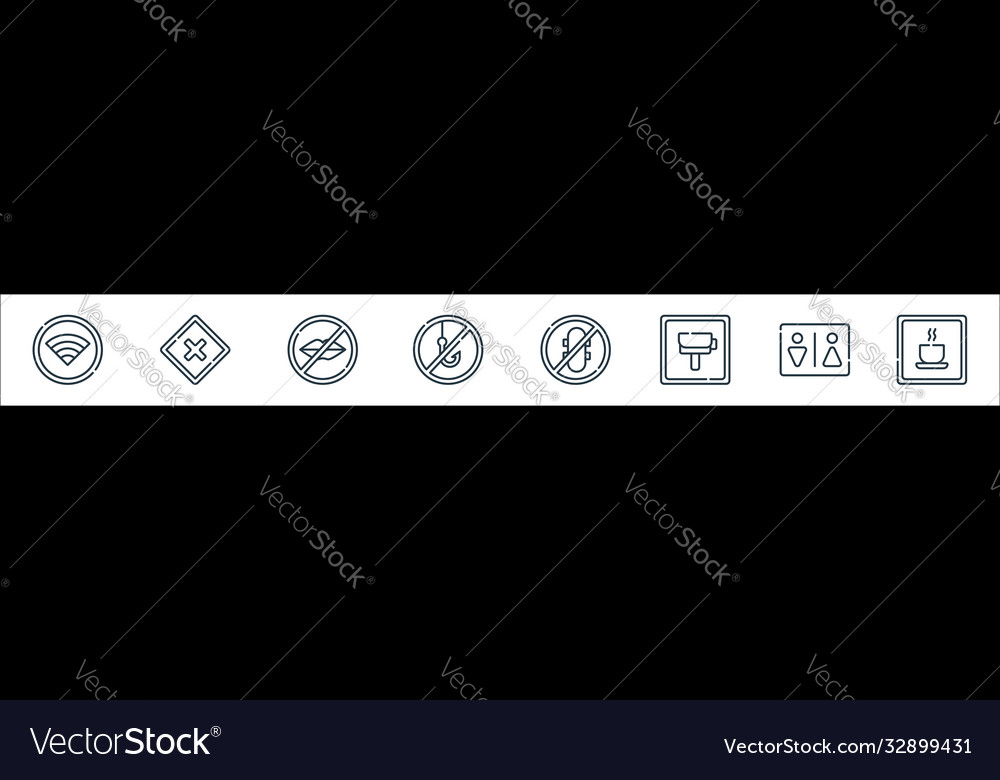 Signals and prohibitions line icons linear set vector image Signals and prohibitions line icons linear set