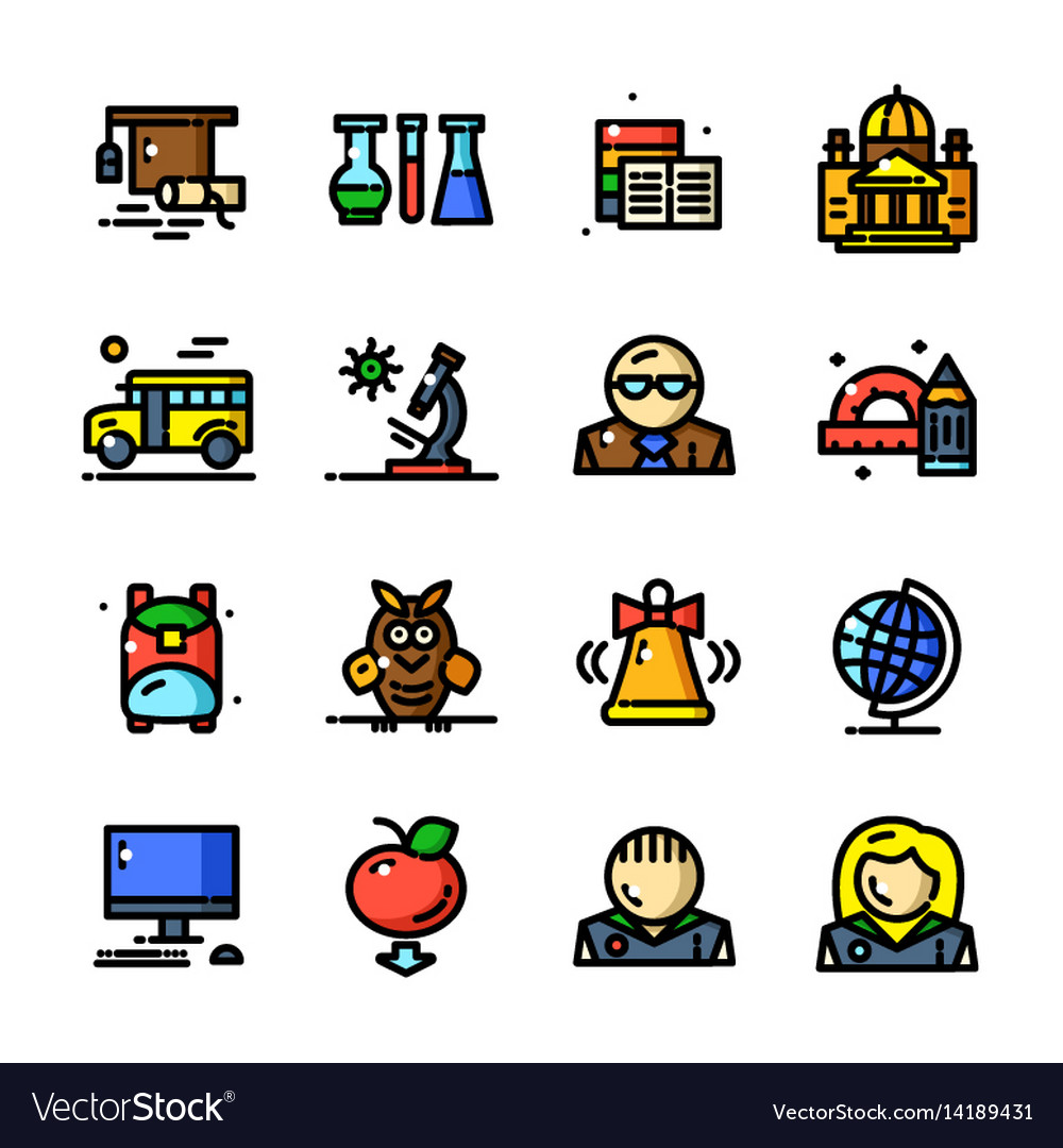 Thin line knowledge icons set