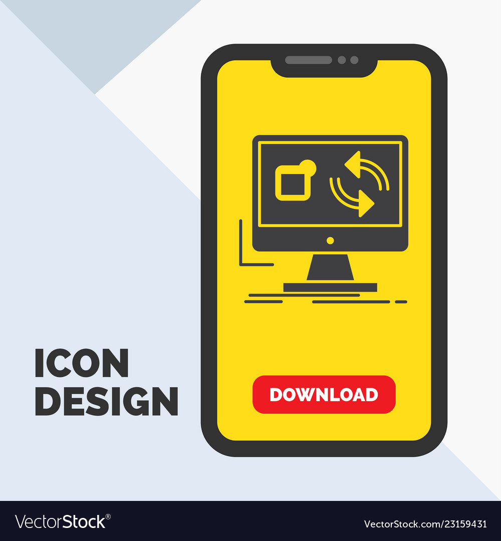 Update app application install sync glyph icon vector image Update app application install sync glyph icon