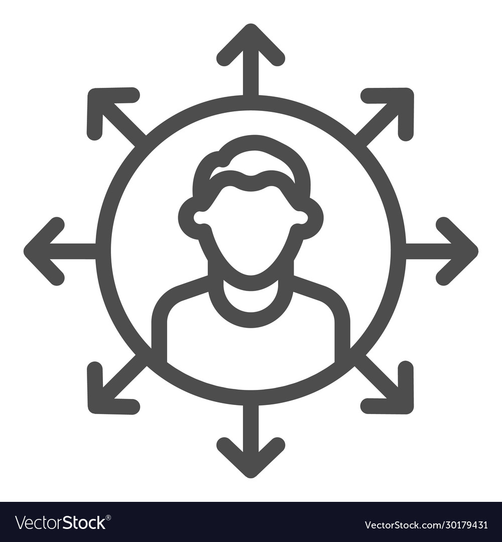 Worker multitasking line icon finance efficient