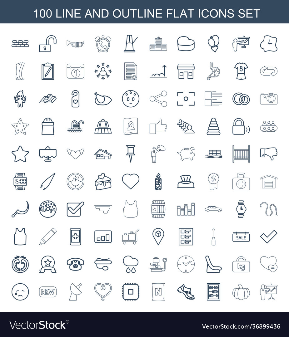 100 flat icons Royalty Free Vector Image - VectorStock
