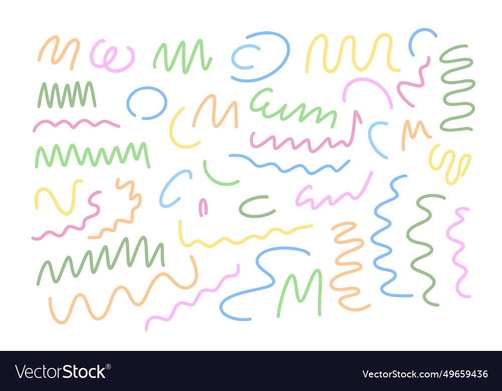 Abstract freeform curly doodle lines set simple