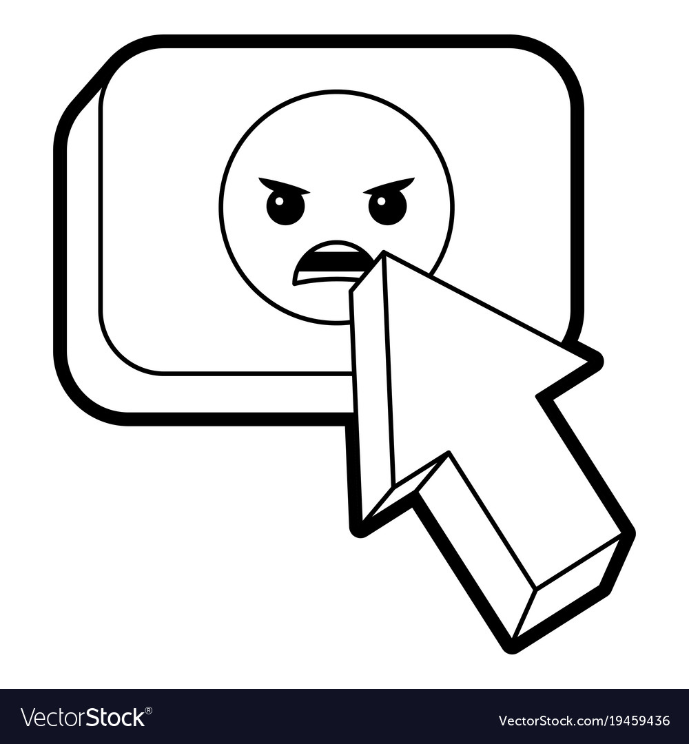 Arrow cursor with emoticon angry button icon
