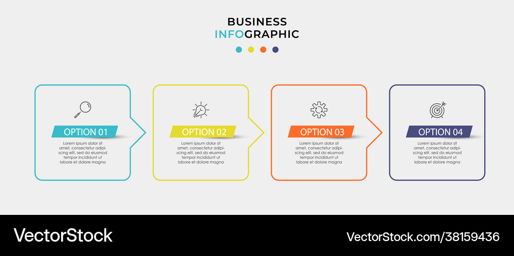 Business infographics presentation with 4 steps Vector Image