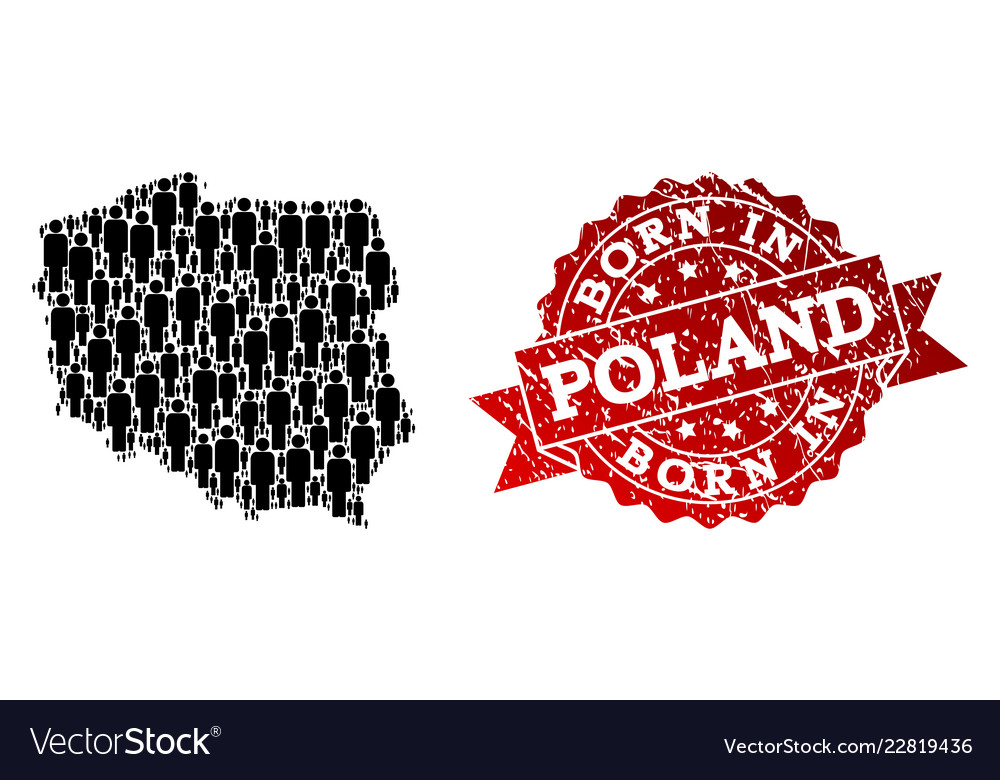 Crowd collage of mosaic map poland