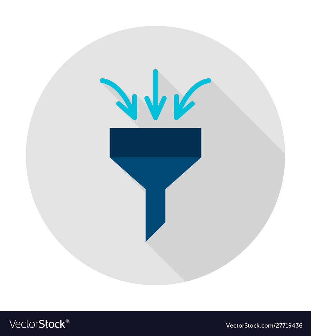 Data Funnel Icon - Circle Shape Royalty Free Vector Image