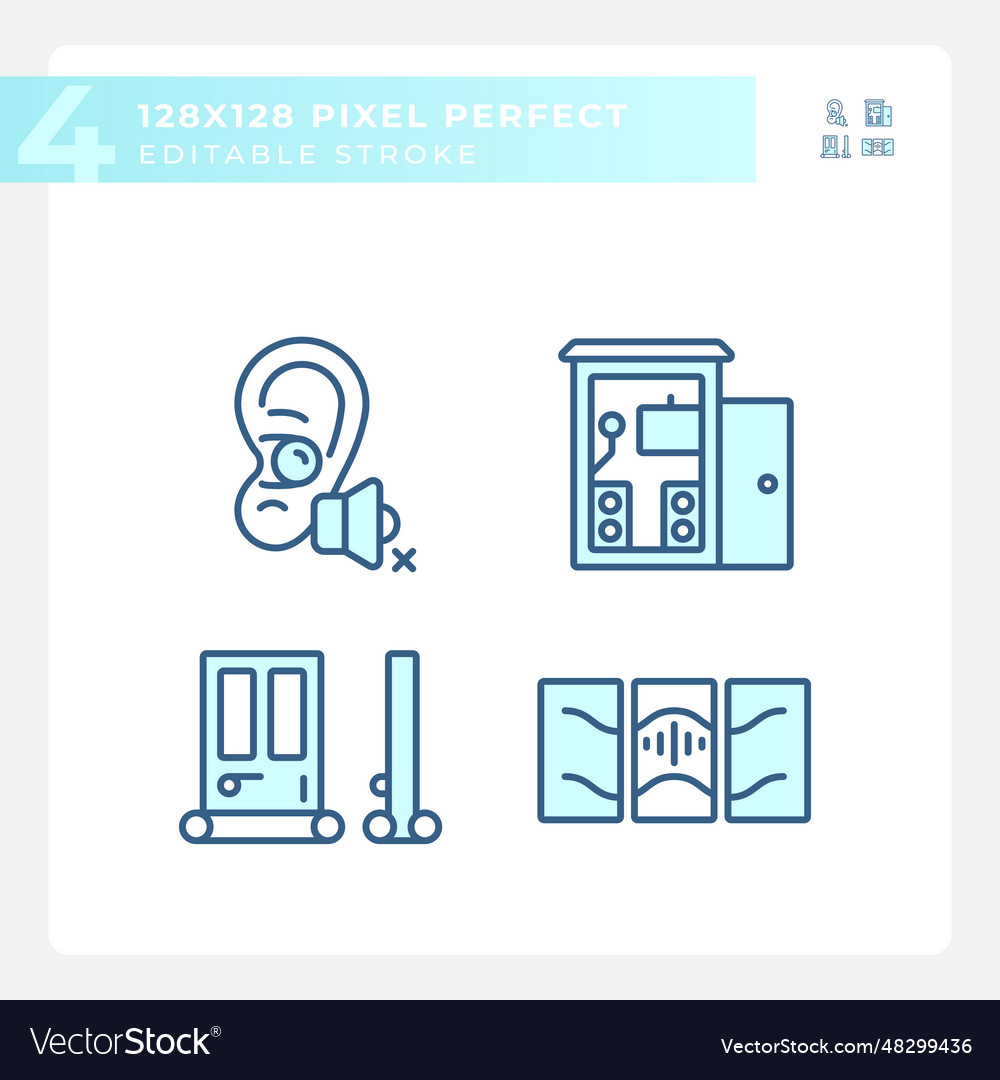 Editable pixel perfect soundproofing linear icons