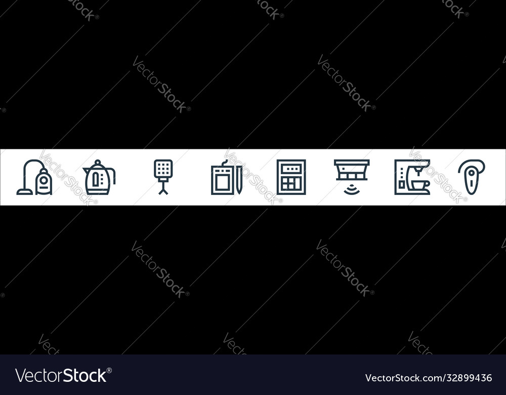 Electronics line icons linear set quality vector image Electronics line icons linear set quality