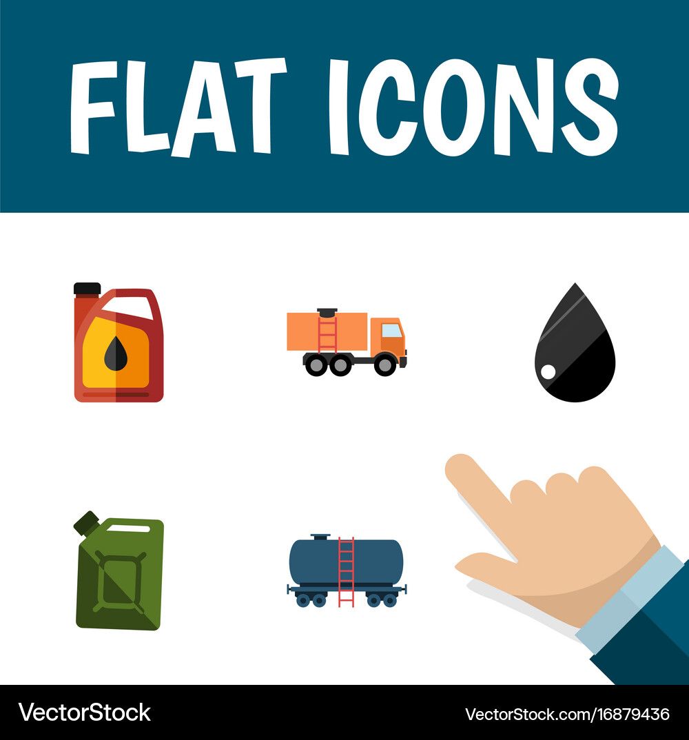 Flat icon fuel set fuel canister container Vector Image