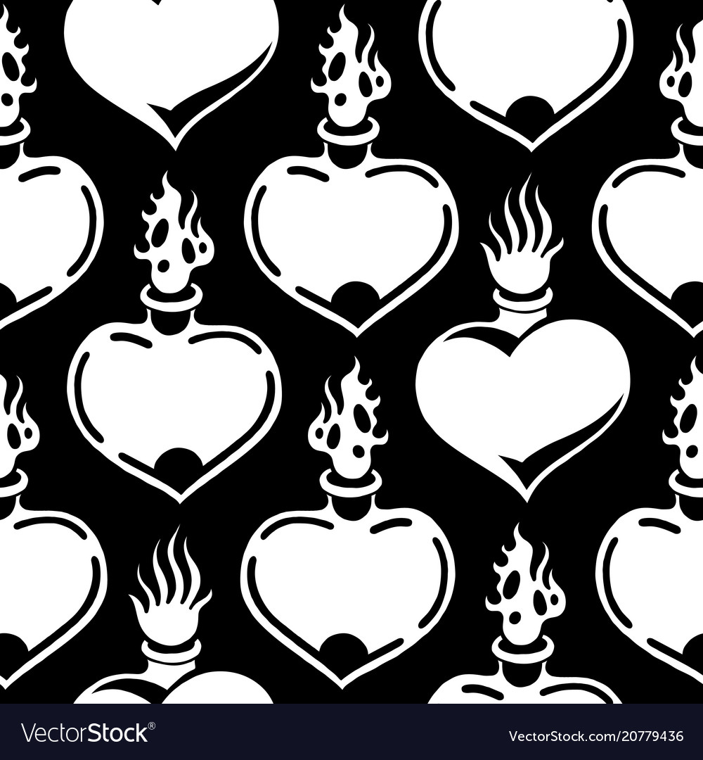 Graphic flaming heart pattern Royalty Free Vector Image